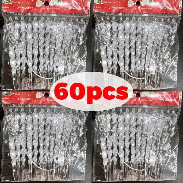 Christmas Clear Icicle Hanging Pendants for Xmas Tree Transparent Simulation Icicles New Year Party Home Decor Holiday Ornaments ddmytues
