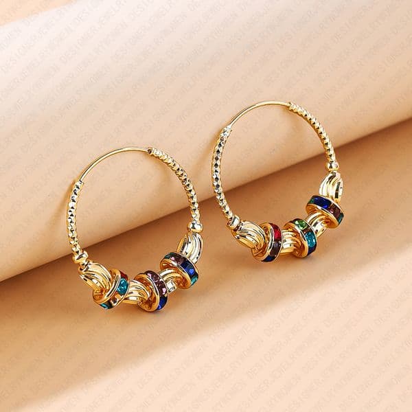Designer Earrings Designer Earrings for Women Vintage Gold Ball Hoop Earrings Colorful Zircon Ear Hoops Luxury Jewlery Designer for Women Elegant Statement Gift