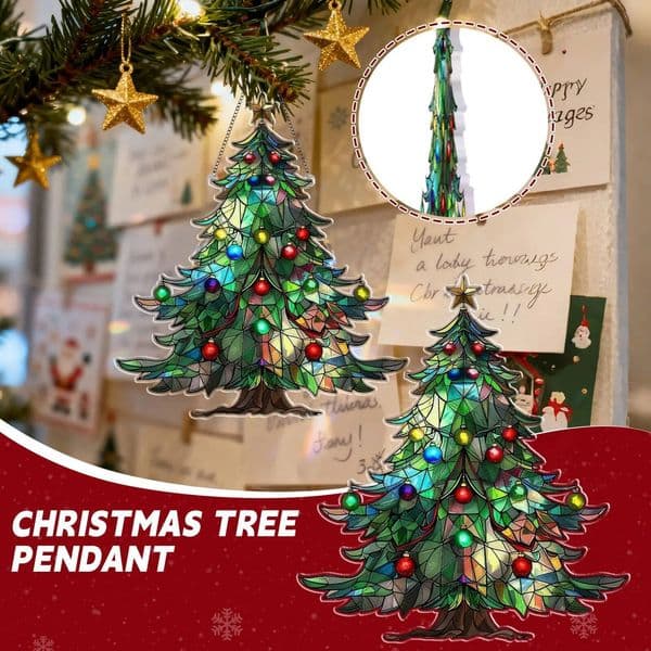 Christmas 2D Tree Suncatcher Ornament 20cm Creative Acrylic Window Sun Capture Decorative Pendants ddmytues