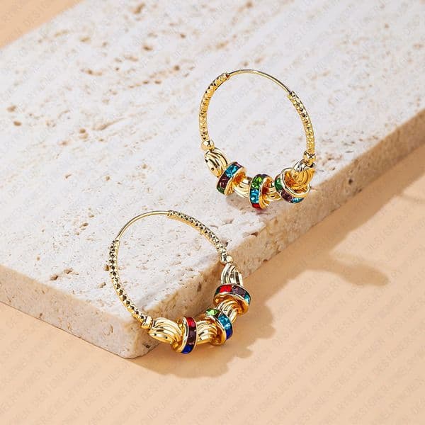 Designer Earrings Designer Earrings for Women Vintage Gold Ball Hoop Earrings Colorful Zircon Ear Hoops Luxury Jewlery Designer for Women