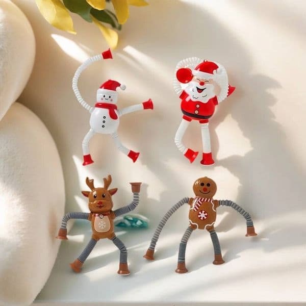 Christmas 4pcs Telescopic Tube Toys,Christmas decoration,Deformation Toy. Pendant Santa Claus/Snowman/Reindeer/Gingerbread Man ddmytues