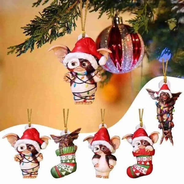 Christmas Socks Dog Elfish Santa Hat Cute Acrylic Puppy Gremlins Hanging Chrismtas Tree Pendants Birthday Parties Decor ddmytues