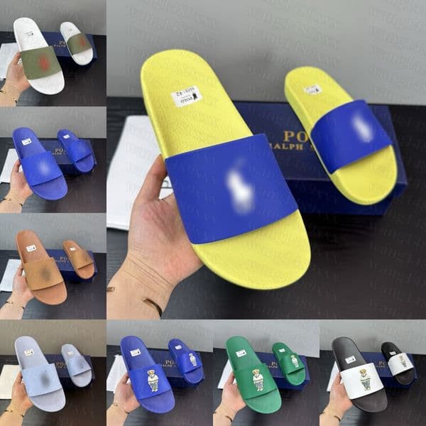TOP chaussure Polo slipper Designer polos sandal Summer sliders Womens man sandale Loafer Mule Flat slide Rubber sole leather Beach Casual outdoor Sport walk Shoe 9e