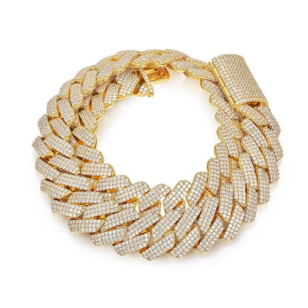 cuban link chain necklace designer for men 20MM wide 3 row bling diamond iced out chain prong choker rapper hip hop thick 18k gold jewelry woman Christmas gift