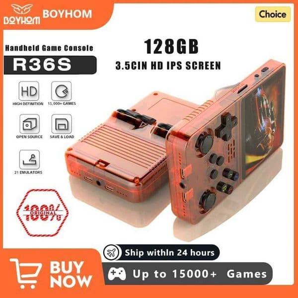 128G Open Source R36S Video Game Console Linux System 35 Inch IPS Sn Orange Portable Pocket Video Player 64GG best Games H251113