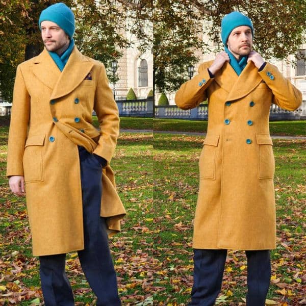 Modern Wool Blend Men Overcoat Peaked Lapel Double Breasted Long Trench Coat Winter Customized One Piece Jacket
