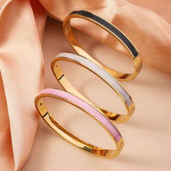 Luxury Colored Drip Oil Stainless Steel Bracelets Women Fashion Jewelry Set Accessory