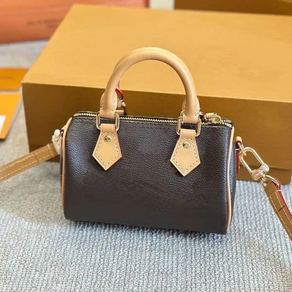 Evening Bags Top Designer 4218 Mini Nano 16Cm Shoulder Bag Women Leather Denim Crossbody Luxury Brand Embossed Tote Purse Brown Flower Handbag