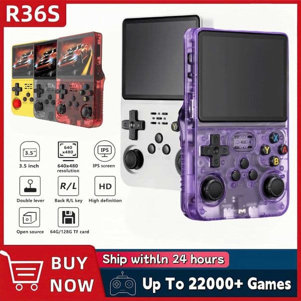 Retro R36S Handheld Video Game Console 35 Inch IPS Sn 128GB Preloaded Games Portable Pocket Player Linux System H25111324