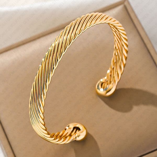 Designer Bracelet Bracelet for Women Twisted Wire Bracelets Gold Bangle Open Bangles Luxury Jewlery Designer for Women Elegant Sophisticated