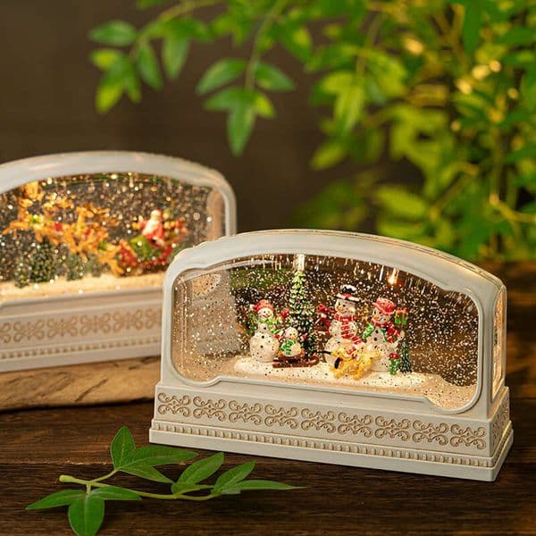 Christmas Resin Ornaments Rectangular Glass Snow Music Box Crystal Ball Children's Gift Decoration Mini