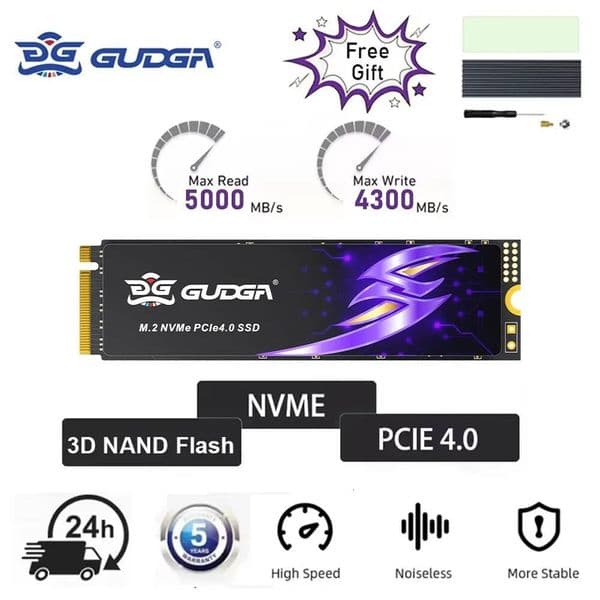 GUDGA SSD M2 PCIe 40X4 NVME 512GB 1TB 2TB M2 Gen4 Hard Drive Solid State Disk NMVE PCIe 40 HDD for Laptop Desktop PS5