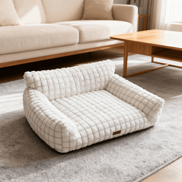 Checkered Pet Sofa Comfortable Backrest Sleeping Nest for Cats and Dogs Soft Pet Home Relaxation Sofa