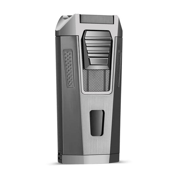 CIGARLOONG 4-In-1 Lighter Stand,Windproof Torch Lighters Punch,Draw Enhancer,Portable Cigar Accessories For Men With Gift Box