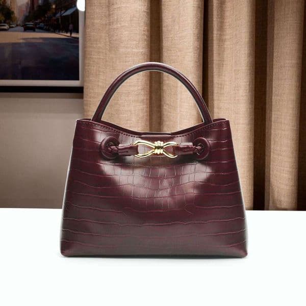 MKF Crocodile Pattern Women's New Commuter Bow Metal Buckle Shoulder Underarm Handbag Large Capacity
