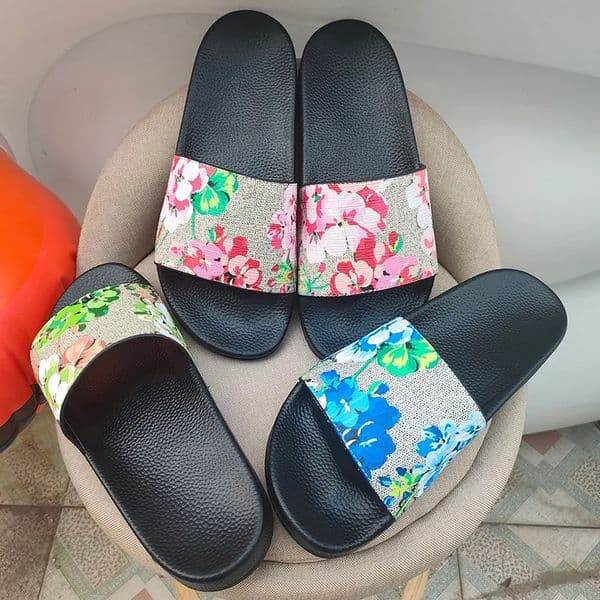 Designer Sandals gg ltaly Slippers New Rubber Slides Sandals Floral Brocade gucciis Women Men Slipper Flat Flip Flops Womens Fashion Striped Beach Sandal US 5-11.5