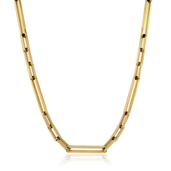 6mm Wide Stainless Steel Paperclip Link Choker Necklace Slim Gold Color Waterproof for Women And Men