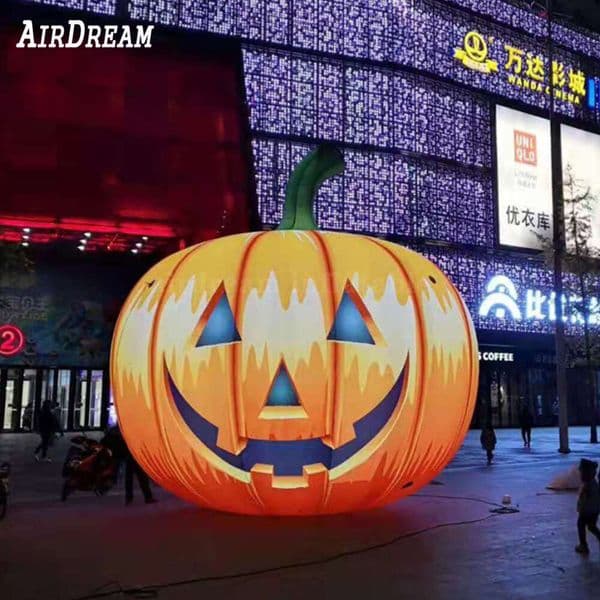 wholesale Custom high quality giant Inflatable Halloween Pumpkin Head with led light Balloon Decoration
