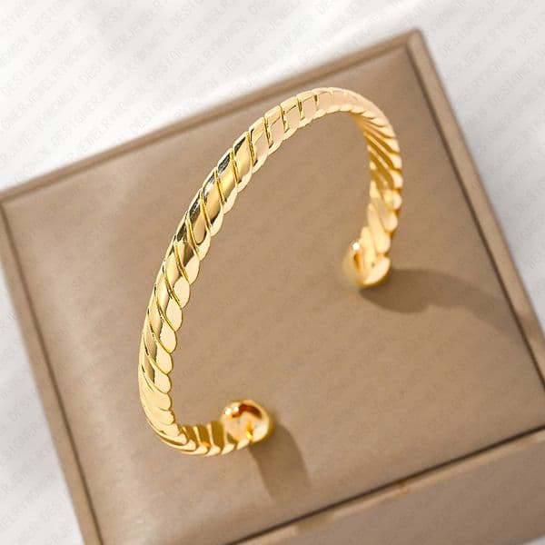 Designer Bracelet Bracelet for Women Twisted Rope Bracelets Gold Bangle Chunky Open Bangles Luxury Jewlery Designer for Women Elegant Timeless Gift
