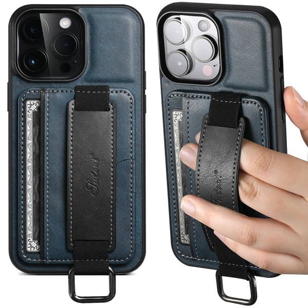 SUTENI Wrist strap Leather Wallet Phone Case For iPhone 16 Max 15 Plus 14 13 Mini 12 Pro 11 X XS XR Card Slot Holder Cover