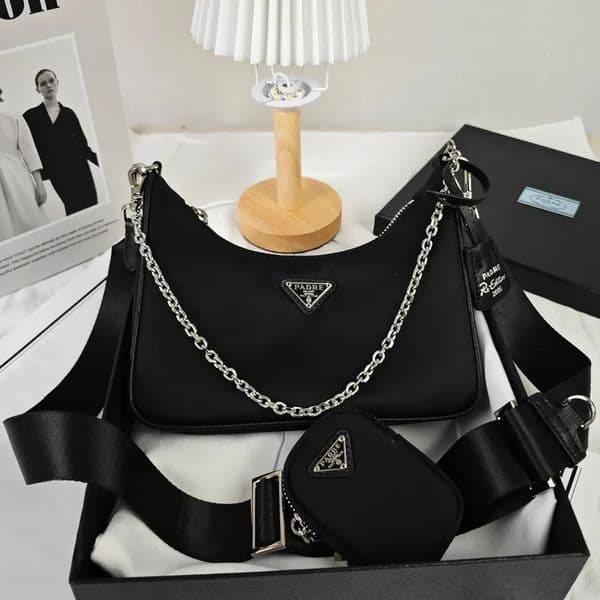 designer hobo nylon 2005 3piece simple multi functional single shoulder underarm casual brand mini handheld chain cross shoulder wallet