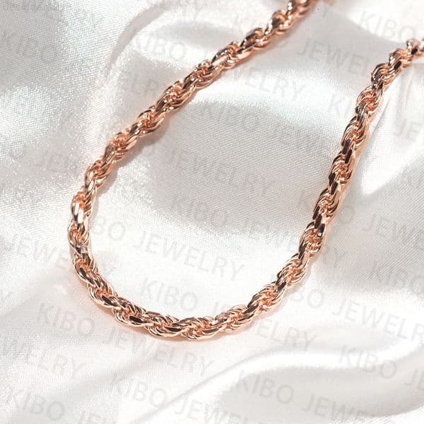 Jewelry 18k Gold Plated 4.2mm 925 Sterling Silver Men Rope Chains Small Pendant Cuban Chain Necklace