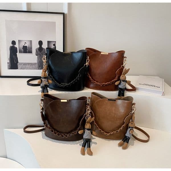 Free shipping Top Layer Leather Fashion Luxury Casual Multifunctional Vintage Shoulder Crossbody Tote Bucket Bag Women's Handbag