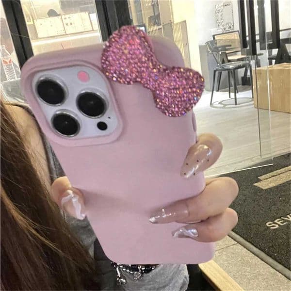 Luxury Glitter 3D Rhinestone Bowknot Phone Case For iPhone 16 15 14 13 12 11 Pro Max 14 Plus X XS XR 7 8 SE2 Cute Girl Soft Case H251115