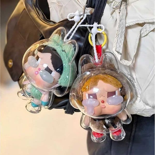 17CM Crybaby Series Crybaby Protective Cover Transparent Acrylic Protective Cover Walk Plush Bag Doll Accessories No Toys X250415