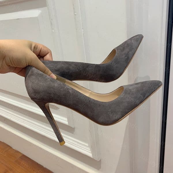 Designer Women High-Heel Suede Pumps 85mm and 105mm Luxury Bridal Shoes 100% real leather Size 35-42 Dress Shoes Elegant and sexy party Wedding leather sole Point-Toe