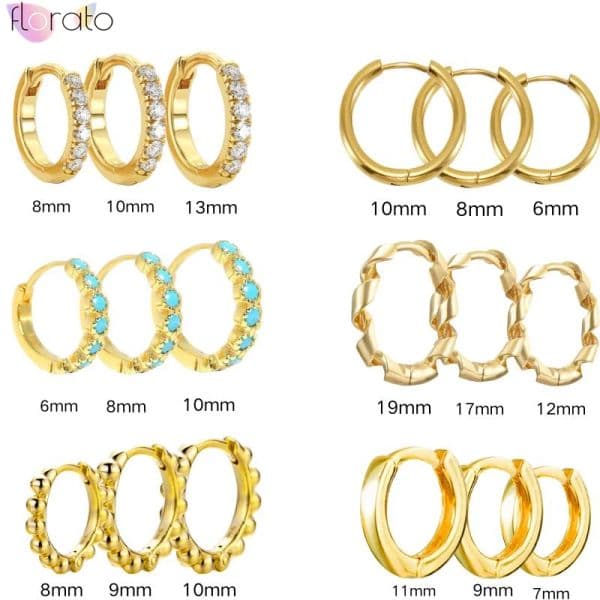 925 Sterling Silver 6mm 8mm 10mm Classic Round Gold Huggie Hoop Earrings for Women Men Tiny Huggie Rock Earrings Jewelry Gifts