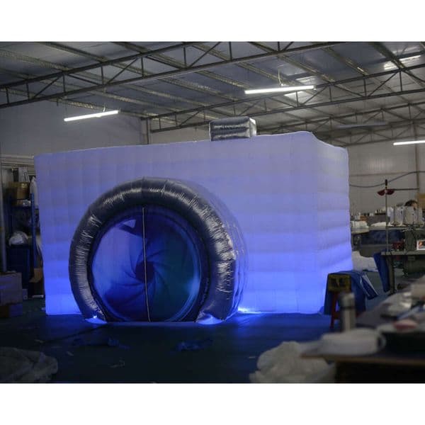 wholesale Free ship Customized white and Silver Inflatable Photo Booth cube photobooth Portable Backdrop Tent Dome With Led Light For Sale