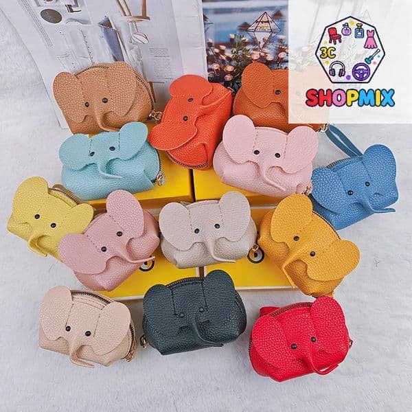 Creative PU Leather Elephant Money Pouch Mens Womens Key Wallet With Key Ring Multifunctional Zip Storage Pouch Key Holder 251115