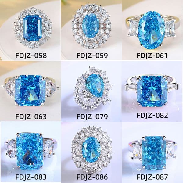 S925 Silver High quality diamond aquamarine rings for woman European and American luxury 10A zircon Redeen Gemstone women wedding jewelry FDJZ-083 love ring size 5-9