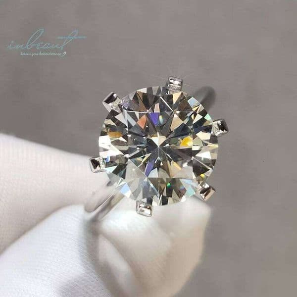 silver 925 Original Round Brilliant Cut Diamond Test Passed Sparkling D Color Carbonite Ring for Wedding Boutique Jewelry