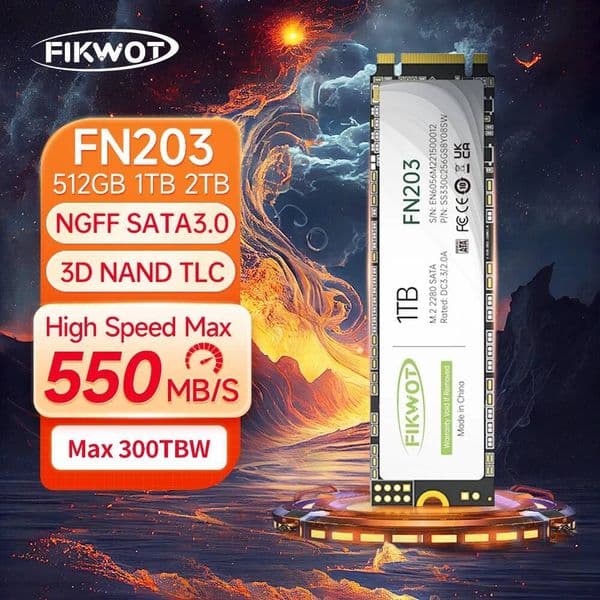 Fikwot FN203 M2 SSD SATA III 6Gbps 550MB/s 256GB 512GB 1TB 3D NAND Flash NGFF Internal Solid State Drive for Laptop PC Desktop