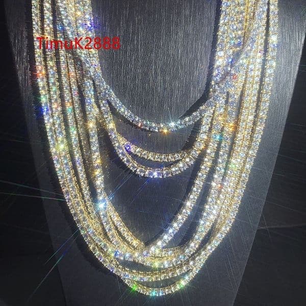 Iced Out D Color VVS 925 Sterling Silver 2MM 3MM 4MM 5MM 65MM Moissanite Diamond Necklace Tennis Chain for Men Women