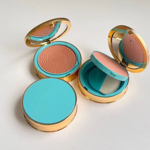 Market Top Quality Blue Shell Luxery Brand Designer Poudre De Beaute Soleil Bronzing Powder Woman Face Makeup Pressed Powder With Brush Fair Tan Light Dark