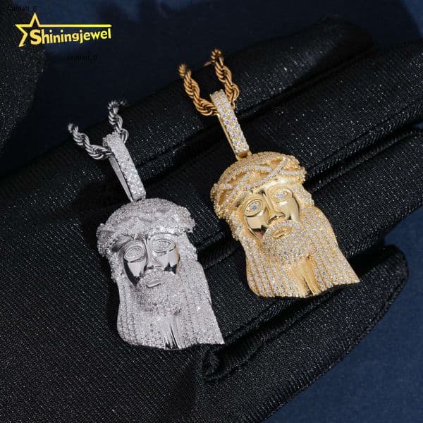 Classic Design 925 Sterling Silver Pendant Fully Iced Out Religious Jesus Pendant Custom Made Moissanite Hip Hop Jesus Pendant
