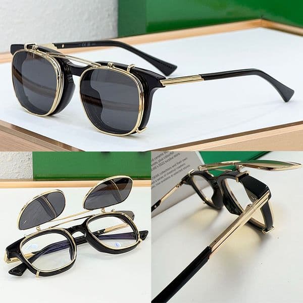 Classic Square Clip On Sunglasses unique adjustable flip up construction design men women Clip on sun lenses Luxury party style glasses 1429 With Box