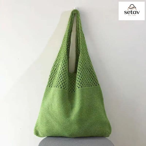 Designer Knitted Handbags Female Large Capacity Totes Women's Pack Summer Beach Bag Big Purses Casual Hollow Woven Shoulder Bags Cotton Fabric Casual Bagvoyage