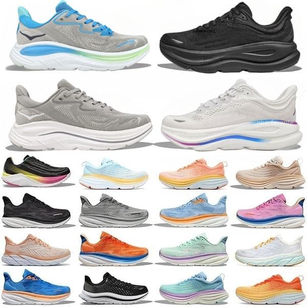 Hokamen Hokawomen Clifton10 9 Bondi 9 8 Hokawomen Casual Shoes Running Shoes For Men Women Outdoor Jogging Plate-Forme White Pink Chaussures Size 36-46