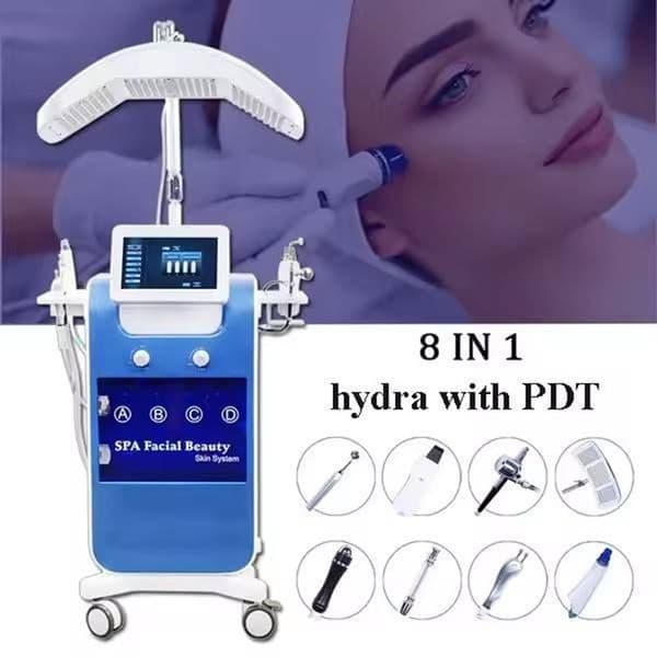 8 In 1 Hydra Oxygen Jet LED Light PDT Skin Tightening Skin Rejuvenation Oxygen Facial Machine Microdermabrasion Hydrodemabrasion Facial Device