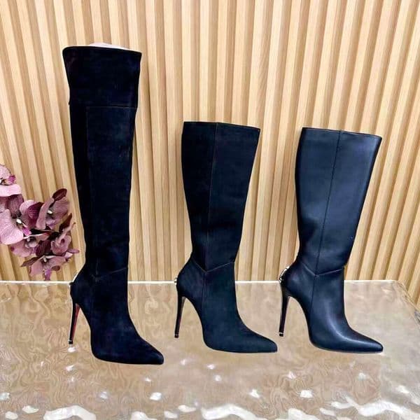 Designer kitten Stilettos cesare paciotti boots red bottom shoes woman Dagger winter high heel boot luxury Suede leather shoes wed walk tall knee high ankle booties
