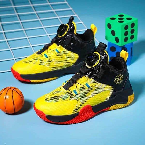 Yellow Childrens Basketball Shoes Mesh Breathable Sports Shoes For Teenagers Non-Slip Wear-Resistant Basketball Sneakers Kids W251118