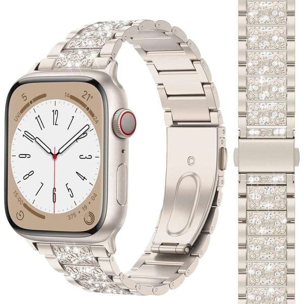 MARGE PLUS Compatible with Apple Watch Bling Band Women 38mm 40mm 41mm 42mm Series 11 10 9 8 7 6 5 4 3 2 1 SE, Upgraded Sparkle Replacement Bracelet iWatch