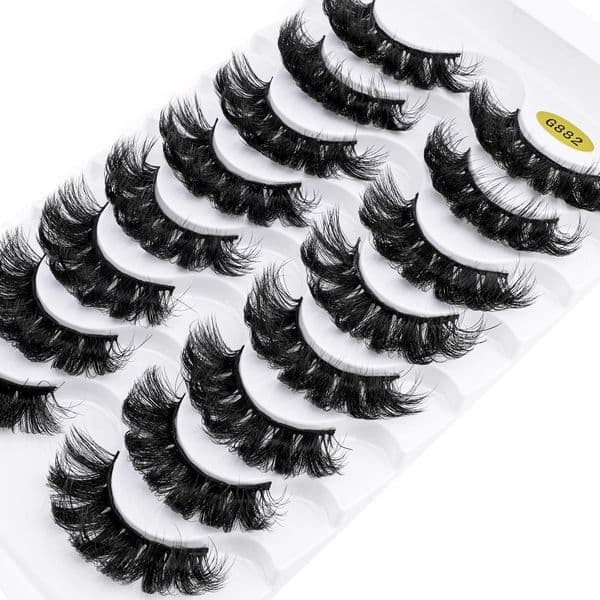 Natural Thick Eyelashes Soft Vivid 8 Pairs Full Strip 3D Faux Mink Lashes Makeup Accessory for Women DD Curled Handmade Reusable Fluffy Eyelashes Extensions