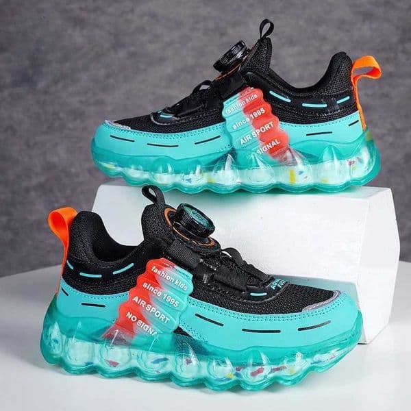Boys and Girls Sneakers Lightweight Running Shoes Rotate Button Rubber Outsole Children Sport Shoes Outdoor Casual Kids Footwear W251118