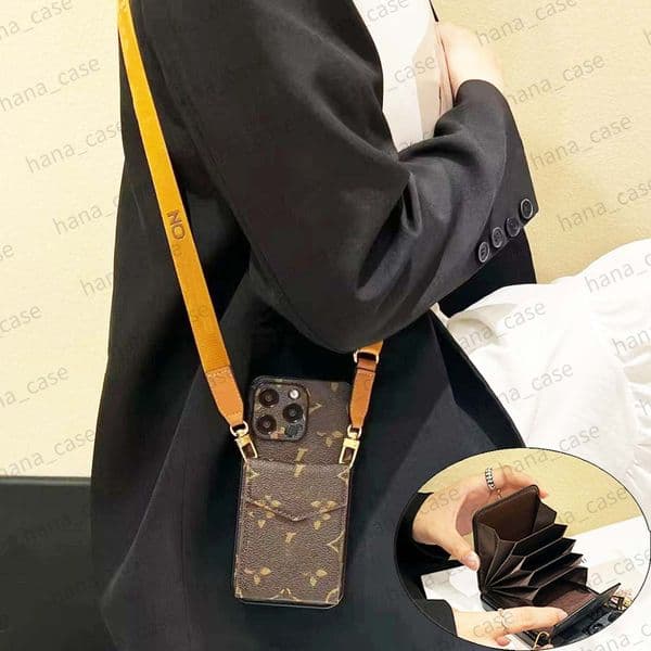 for iPhone 16 Pro Max Case Cross Body Rope, Phone Case Designer with Card Holders Armband With Strap Cover 17 16 15 14 Plus 13 12 11 Excellent Grip Men Women Wallet Case
