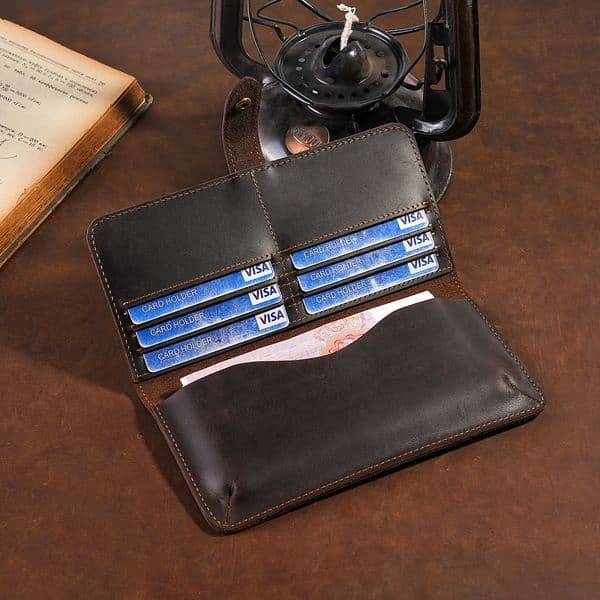 New hot selling fashion designer bag Christmas gift men's wallet long buckle multi card slot multifunctional leather wallet